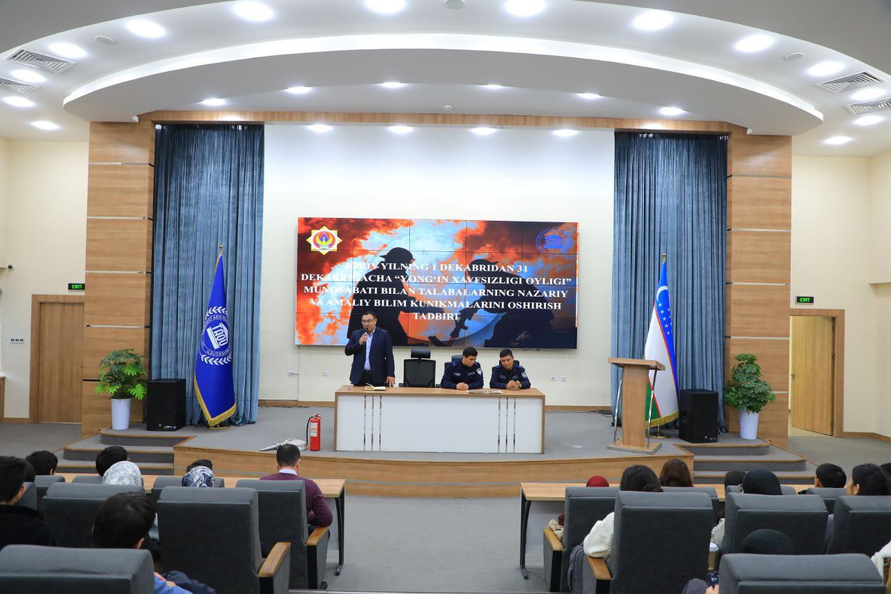 Respublika miqyosida o‘tkazilayotgan “Yong‘in xavfsizligi oyligi” doirasida nazariy o‘quv mashg‘ulotlari tashkil etildi